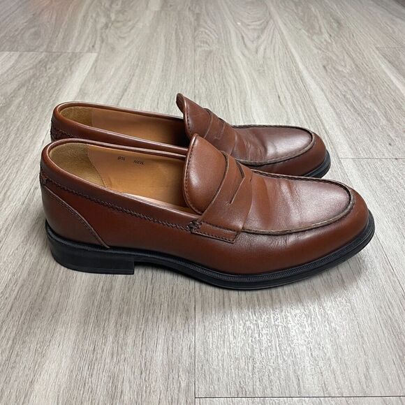 Aquatalia Loafers Mens 9.5 Brown Neil Leather Weatherproof Slip On Casual - Picture 1 of 10